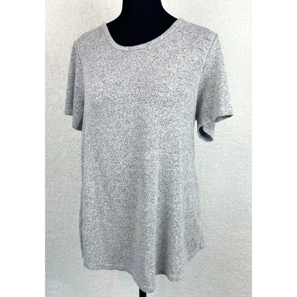 THREE DOTS • Grey Marled Casual Crewneck Short Sleeve Tee, M - Picture 9 of 12